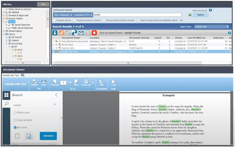 FileHold search field